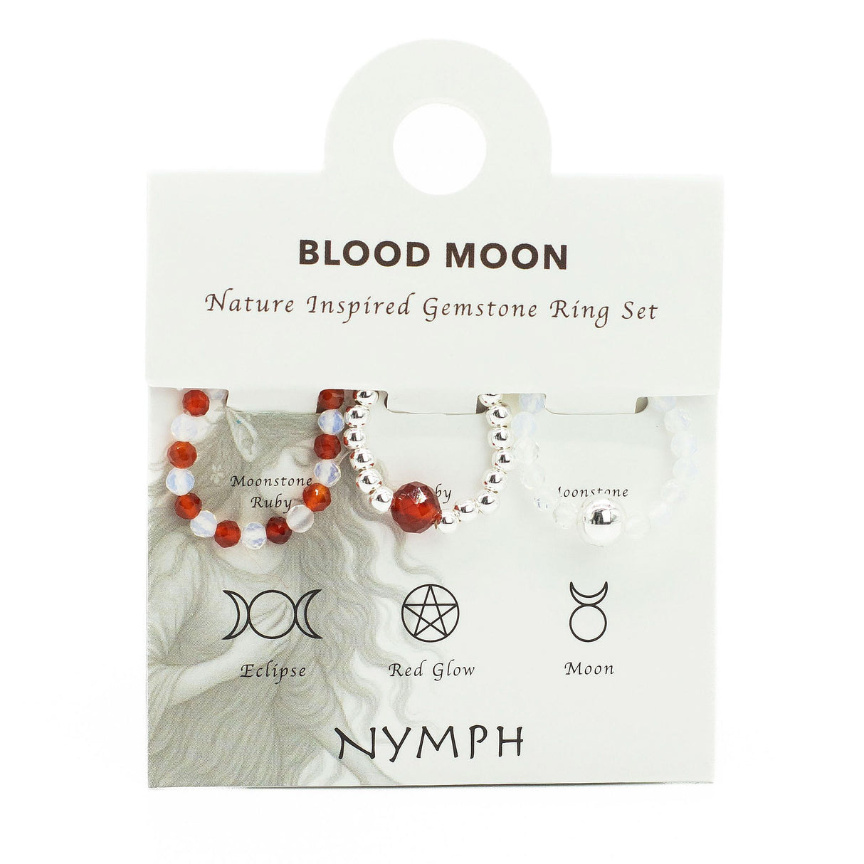 Nymph Spirit Gemstone Ring Set – Blood Moon