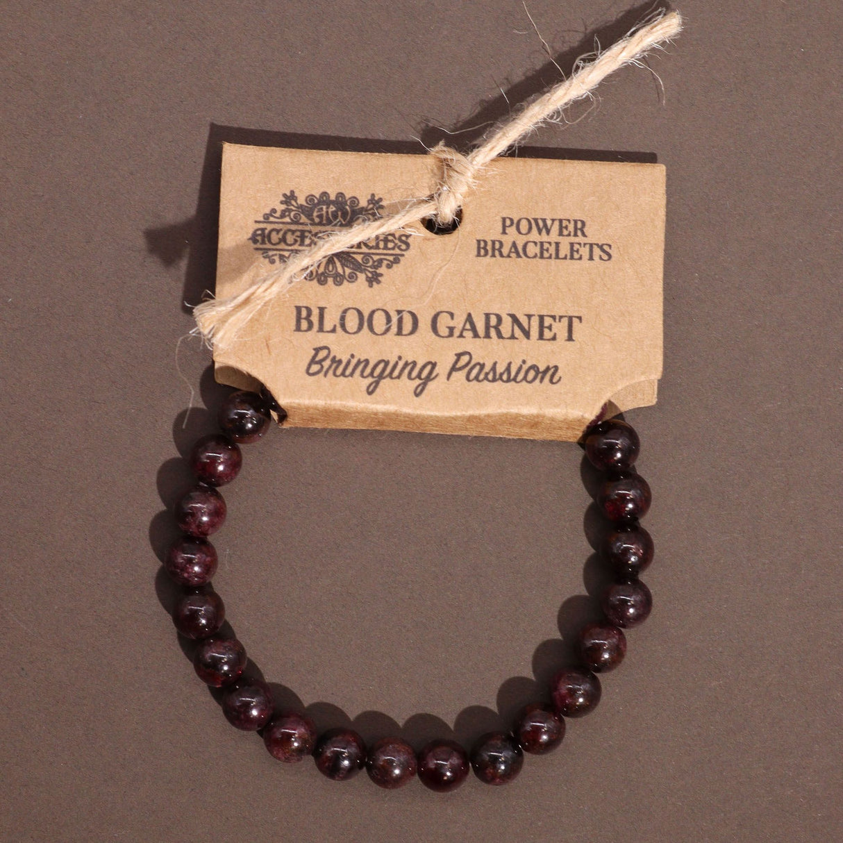 Pulsera elástica de cuentas de granate de sangre de 8 mm