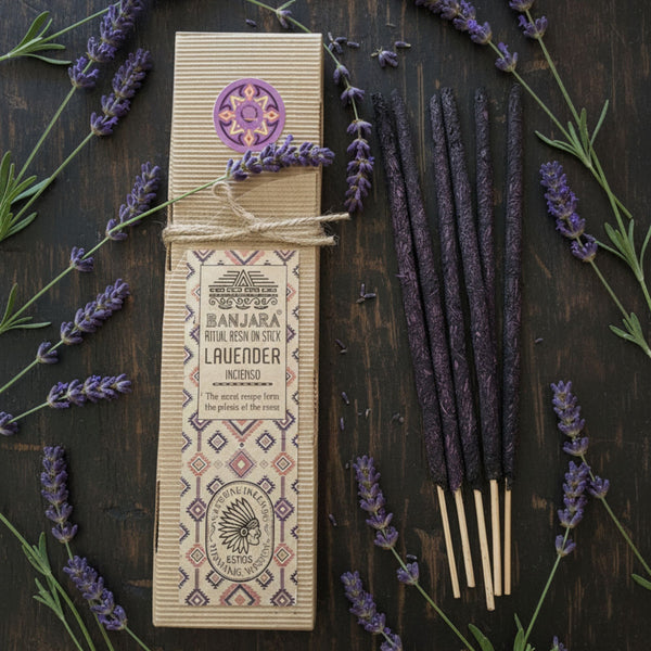 Incienso de resina de lavanda enrollado a mano de la India, paquete de 8