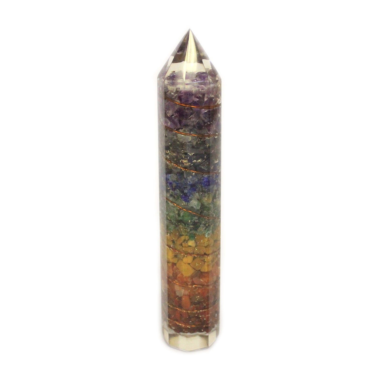 Orgonite-voimasauva kuparilla ja kristalleilla 15cm