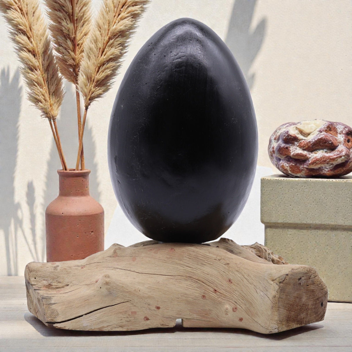 DriftGlow Lamp Crackle Lava Egg Shade – Grey, Table Lamps