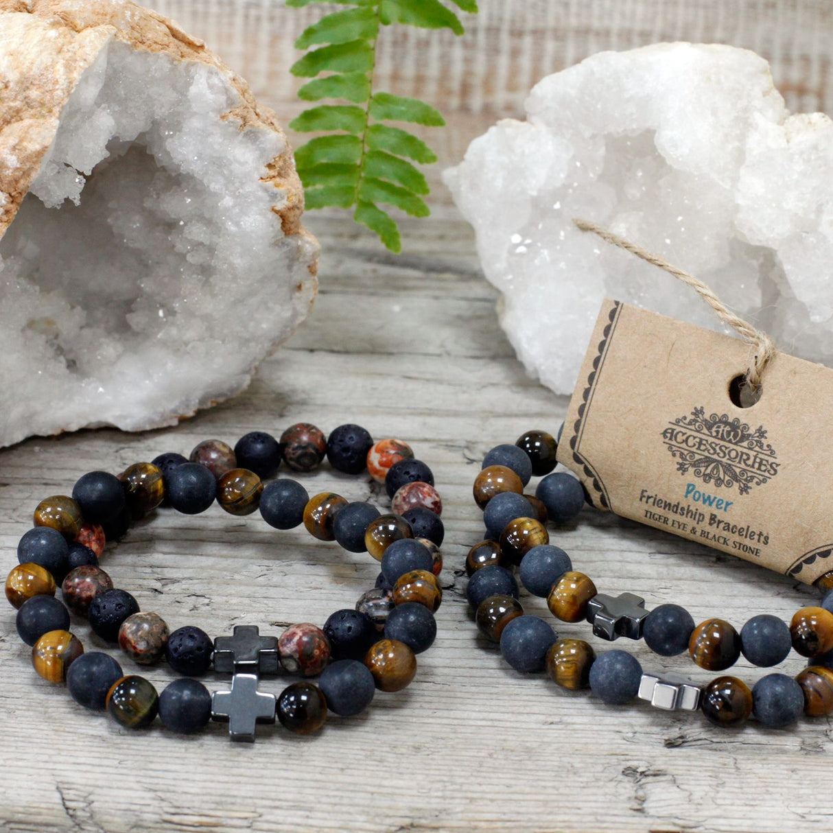 Bracelets de couple lot de 2 pierre œil de tigre noire
