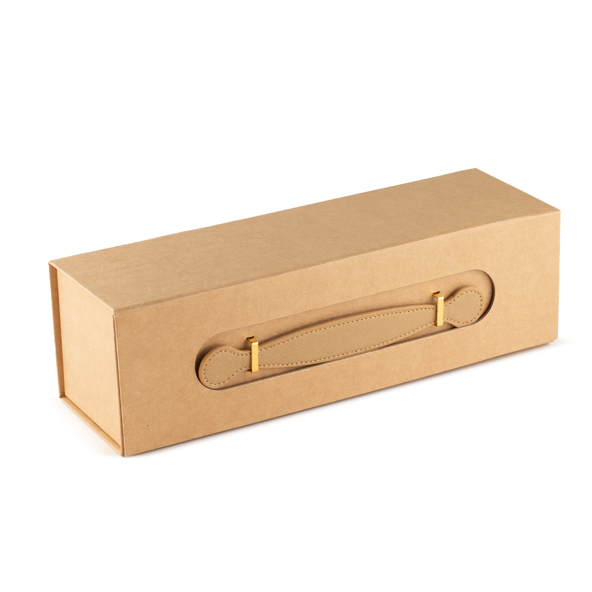 Flat Pack Gift Box - Wine Box Shape (33.5 × 10 × 10.5 cm) - Brown Craft