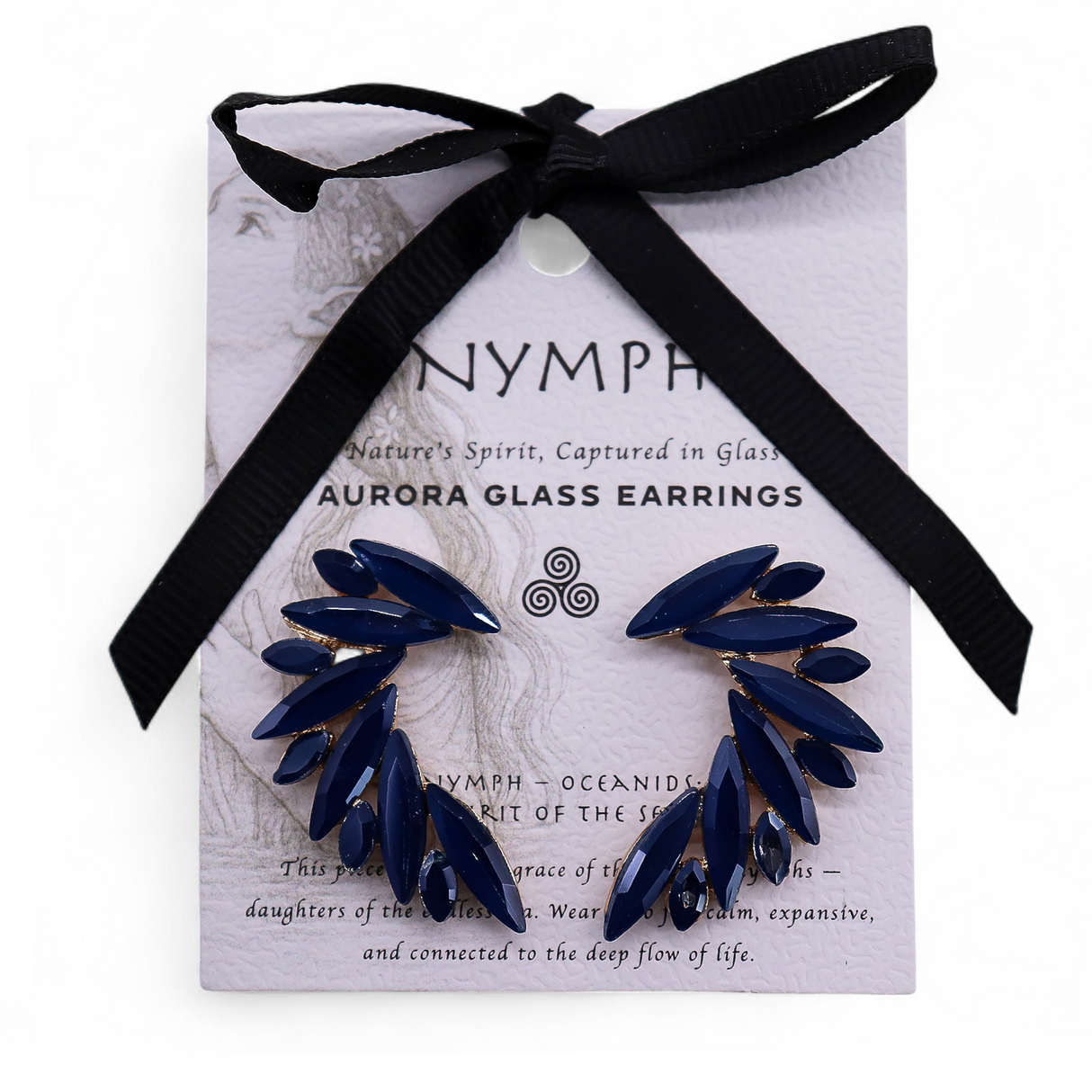 Royal Blue Angel Wing Glass Ear Climber Earrings