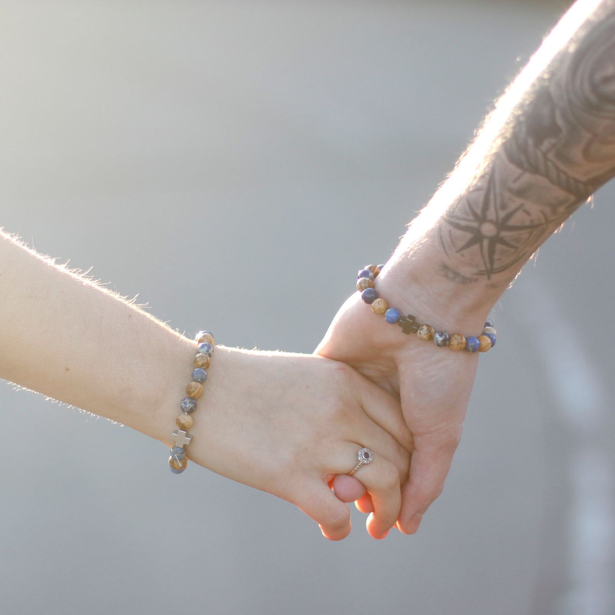 Bracelets de couple lot de 2 pierre œil de tigre noire