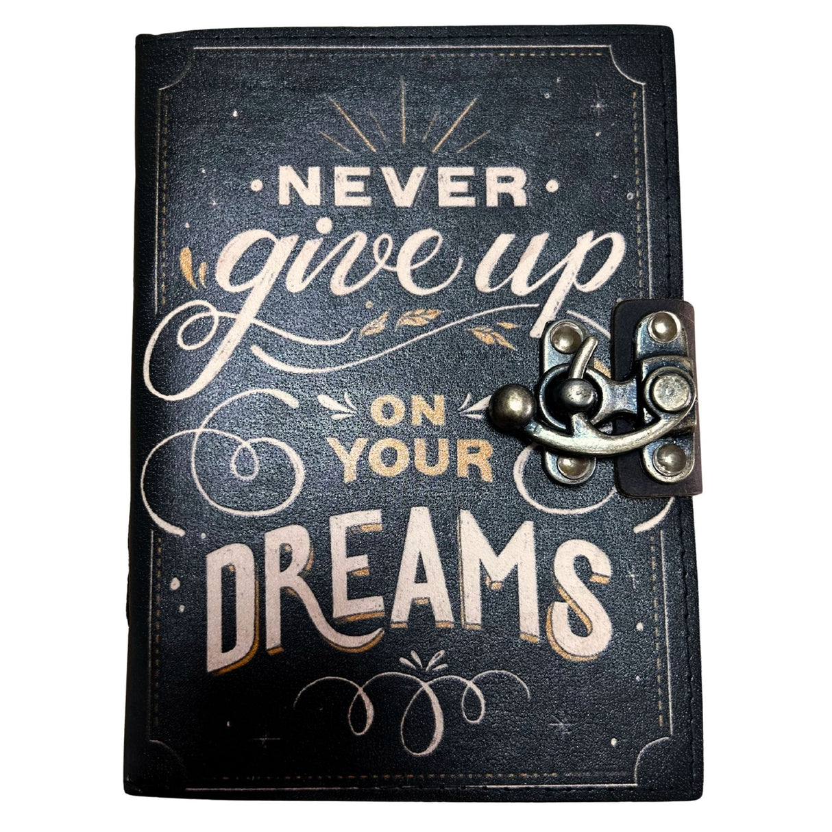 Leather Journal Notebook - Never Give Up On Dreams