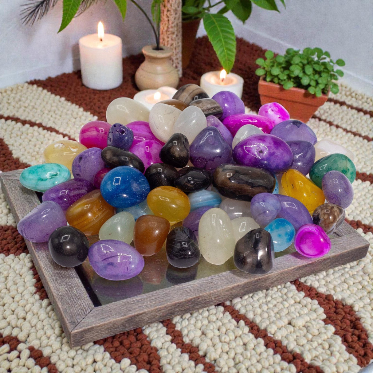 Agate Mixte Tratate în Cantitate – 1kg (aprox. 70 pietre) – 7 culori