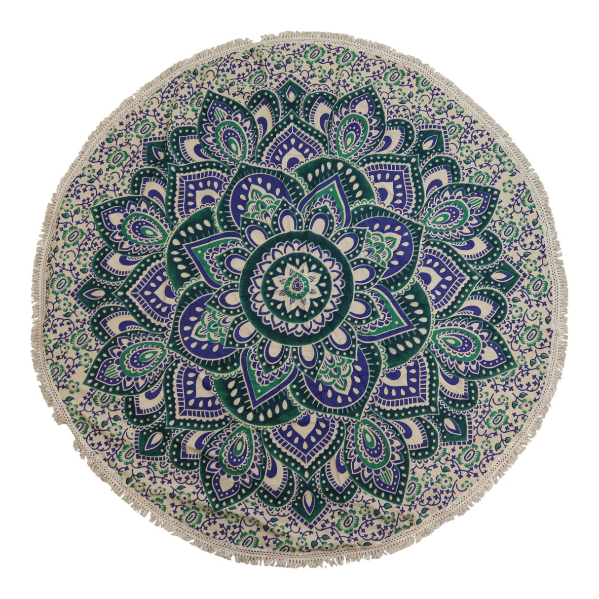 Small Mandala Roundie Cotton Art (130cm) – Teal & Blue