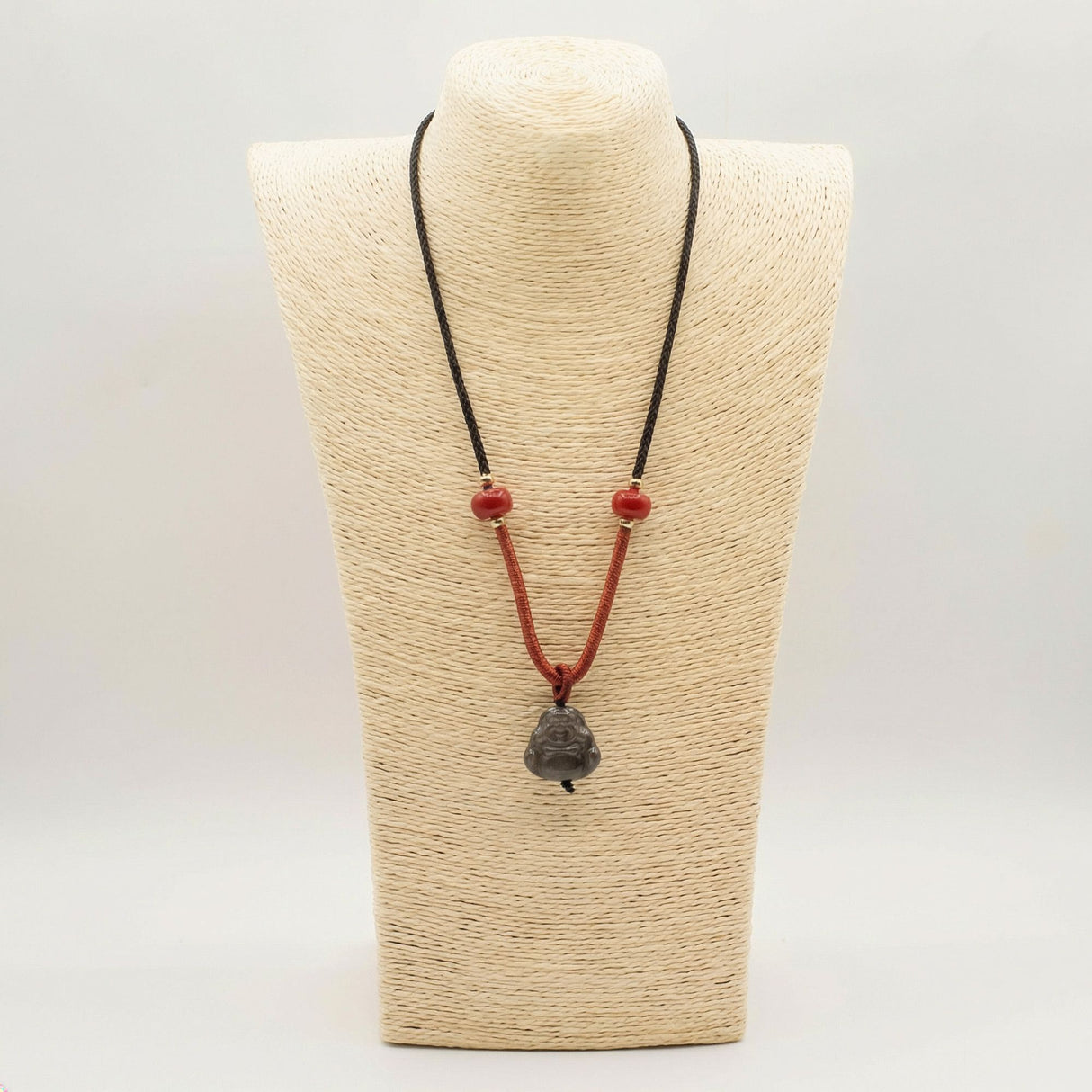 Serin Değerli Taş Kolye Uçları – Gümüş Obsidyen Buda