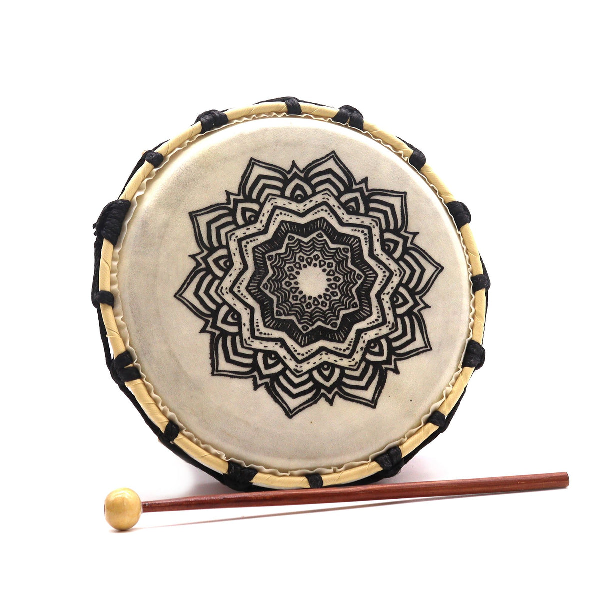 Mandala de tambour chamanique peau de chèvre 20cm