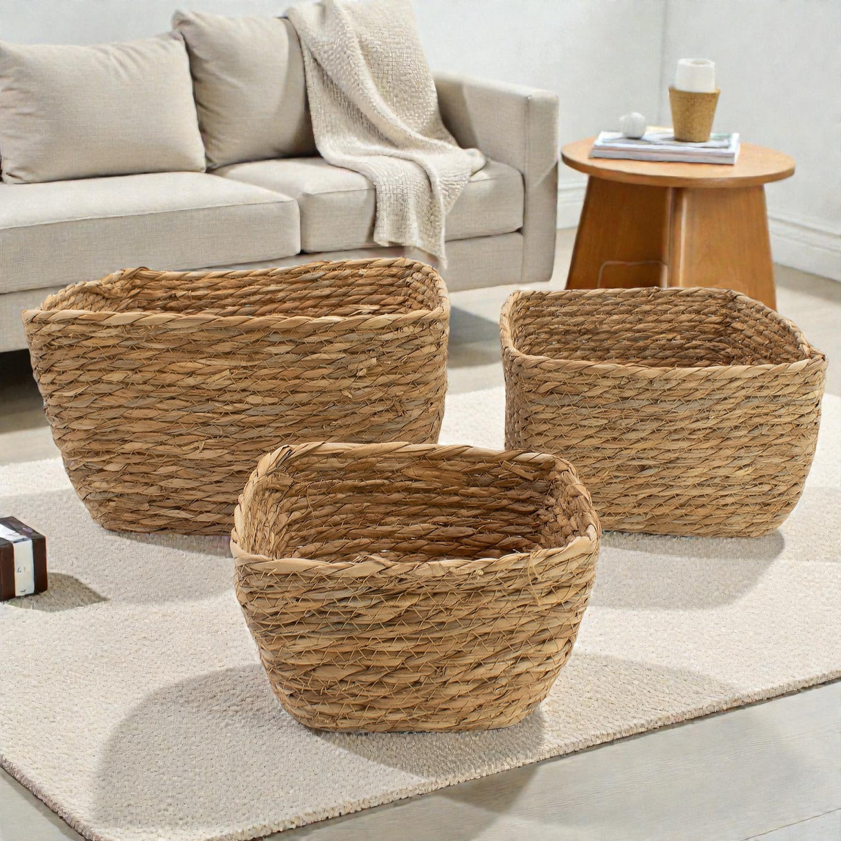 Meriheinäkoria, neliömäinen – luonnollinen – 3 kappaleen setti