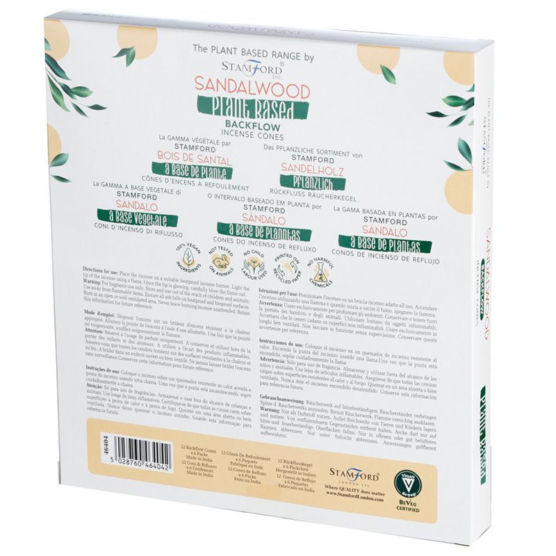 Backflow Incense Cones Sandalwood Plant-Based 12 Cones