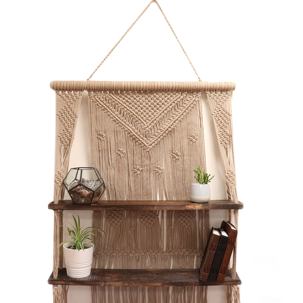 Macrame Hanging Shelves, Brown