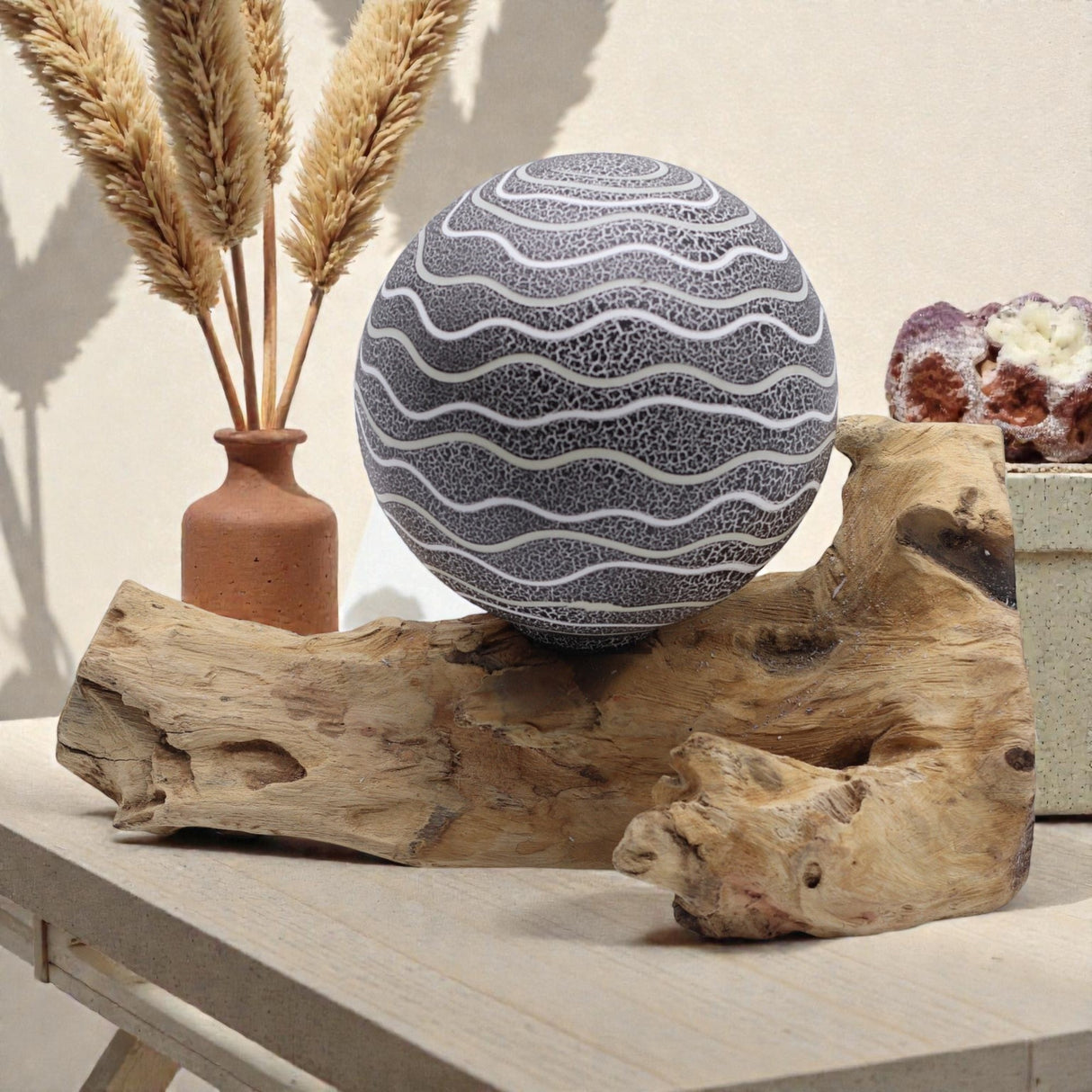 DriftGlow Lamp Grey Luna Shade, Table Lamps