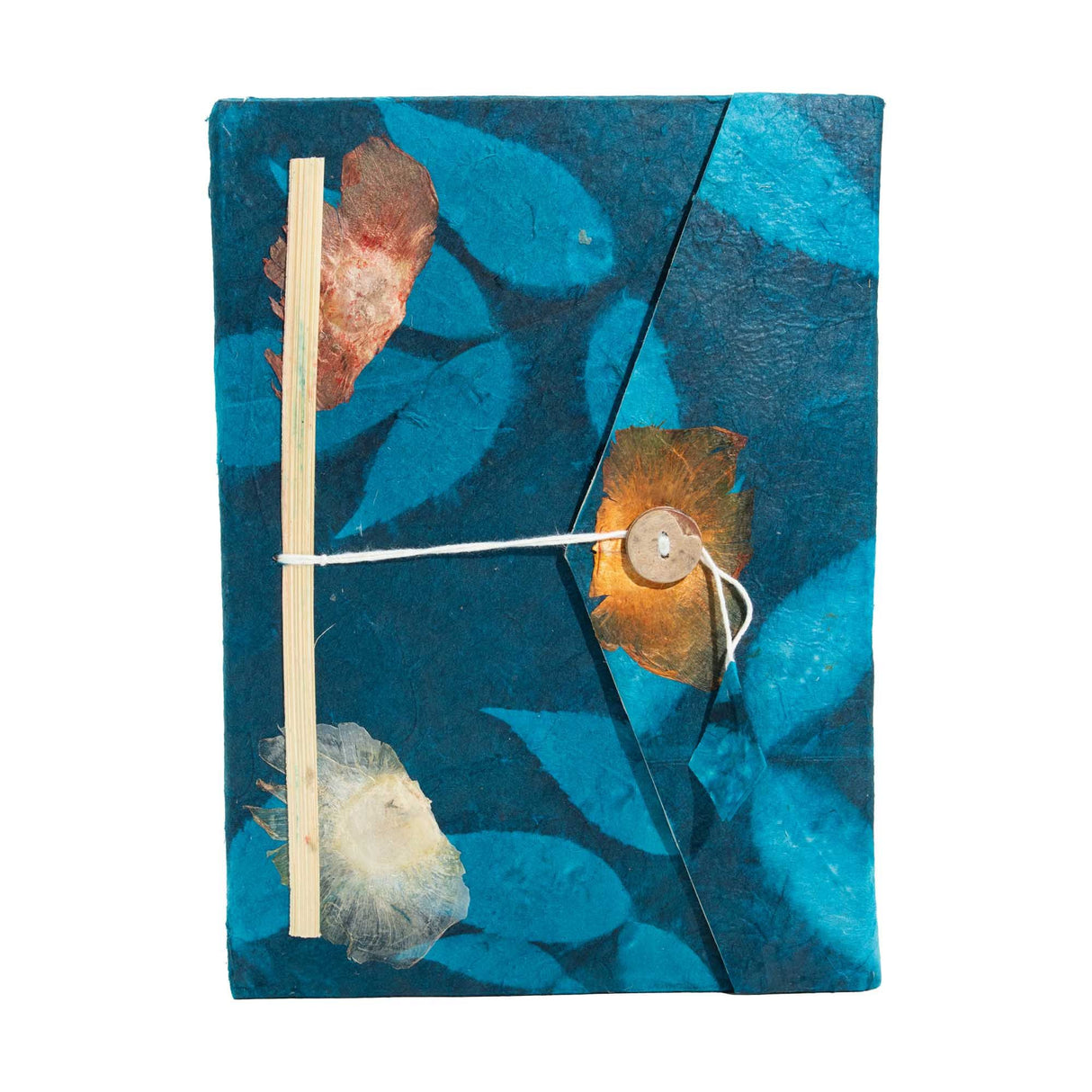 Lokta Bold Floral Notebook – Large (21x15cm) – 45 Leaves – Includes Bookmark – Midnight Blue