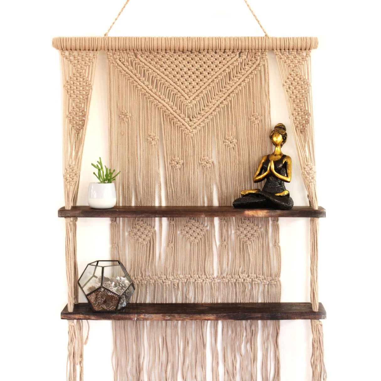Macrame Hanging Shelves, Brown