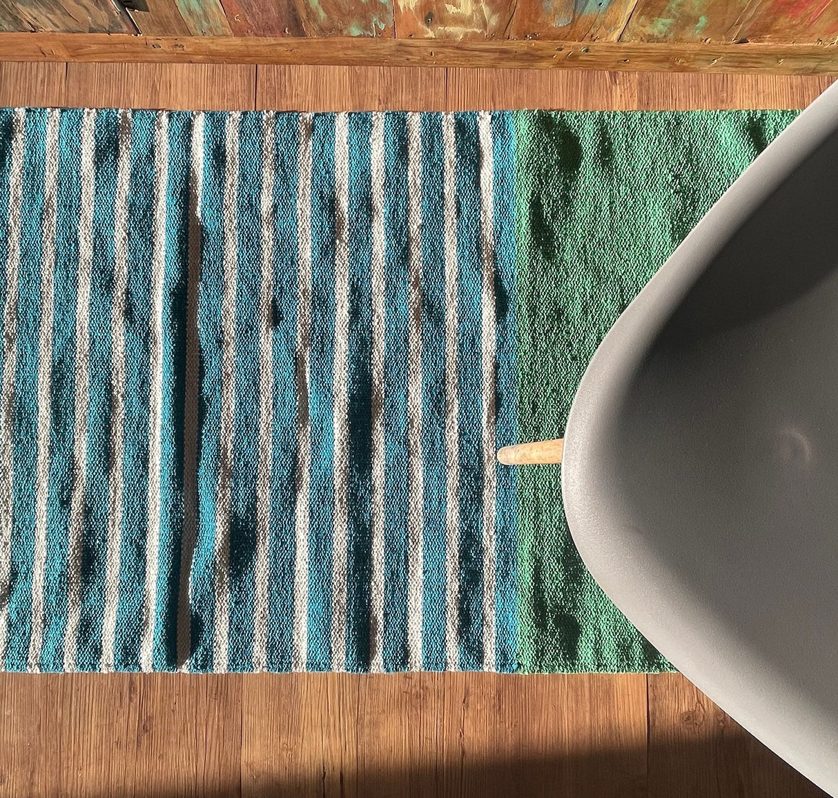 Covor runner, bumbac albastru-verde 70x170 cm