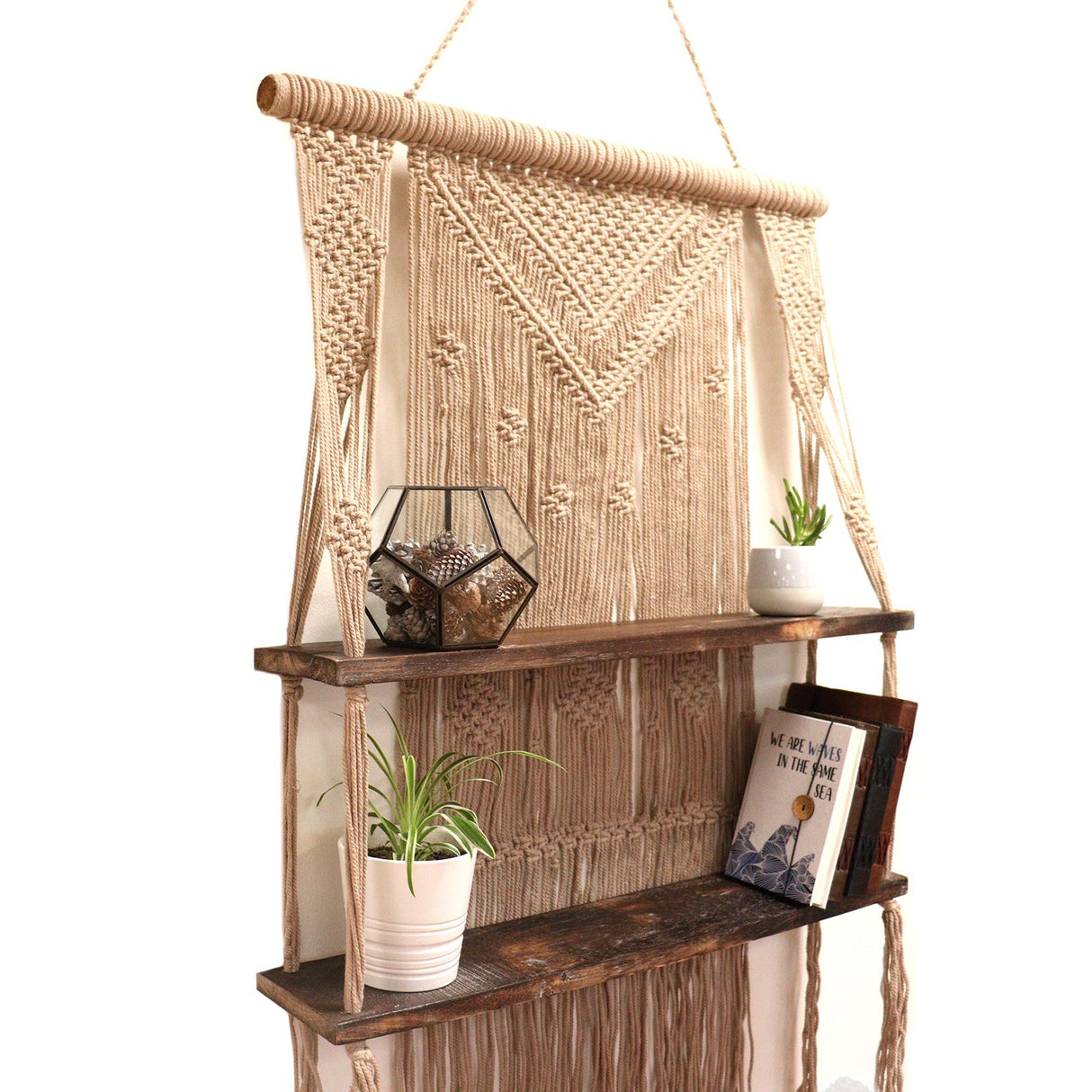 Macrame Hanging Shelves, Brown