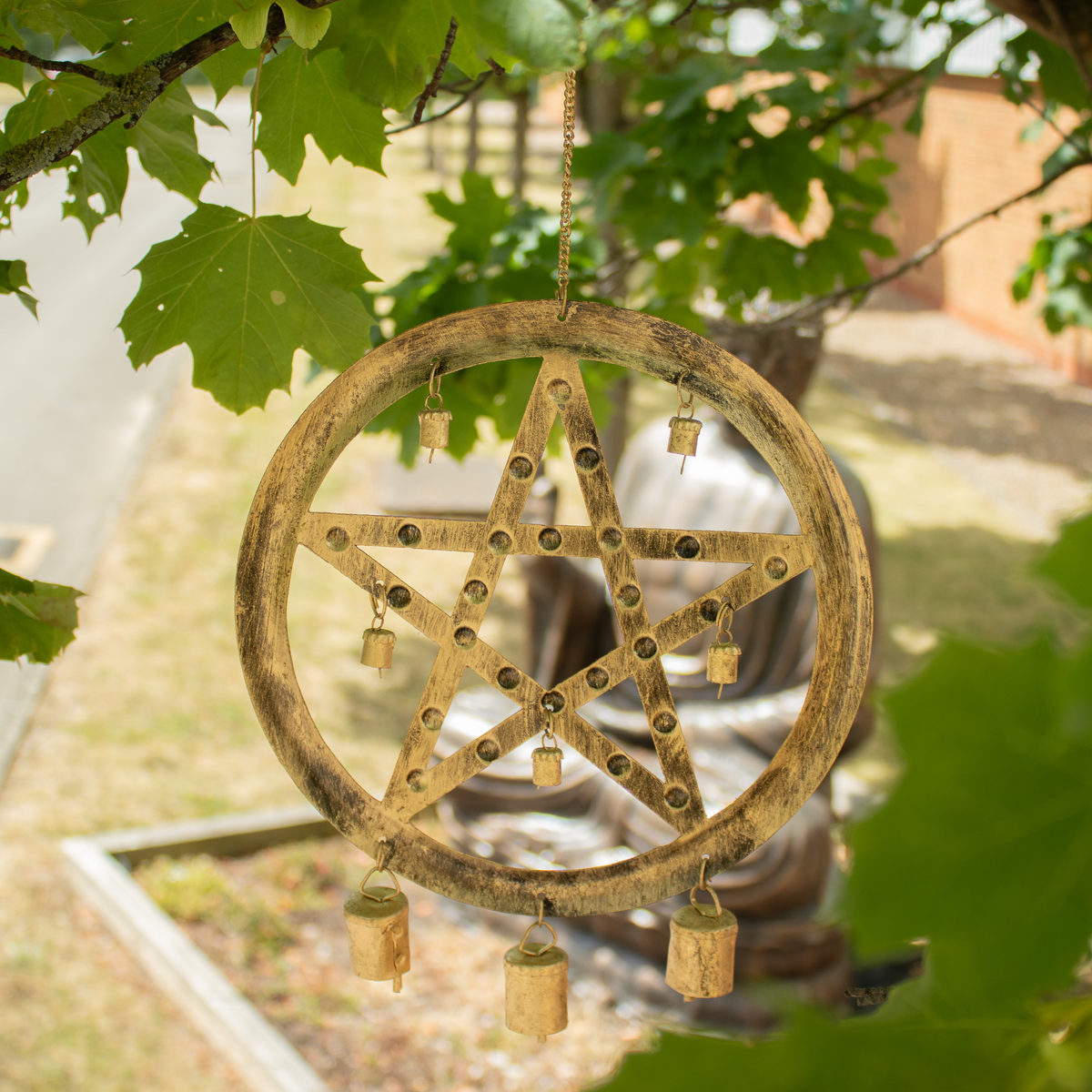 Indian Metal Star Cowbell Wind Chime 25x49cm