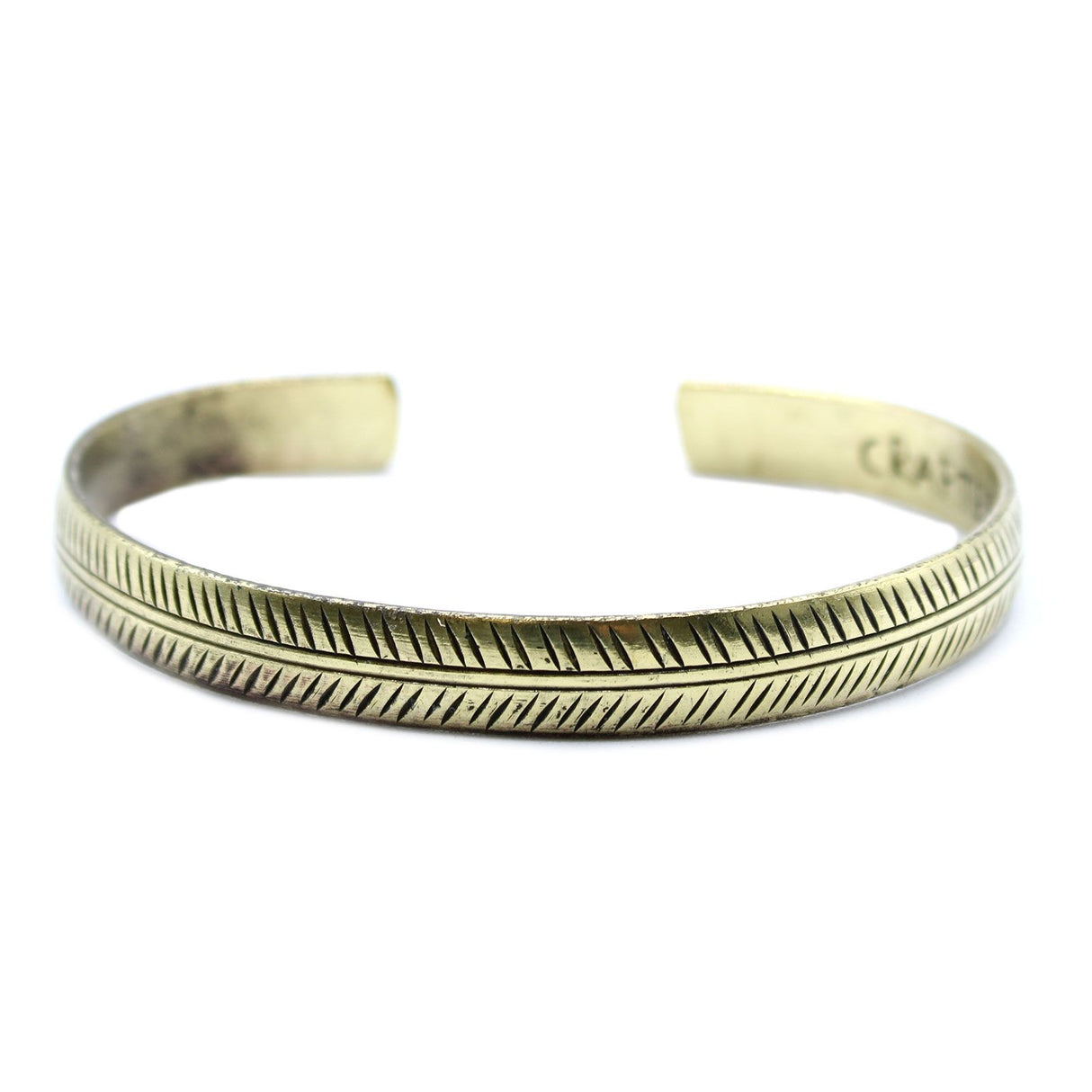 Brass Bracelet, Tibetan Tribal Leaf Slim