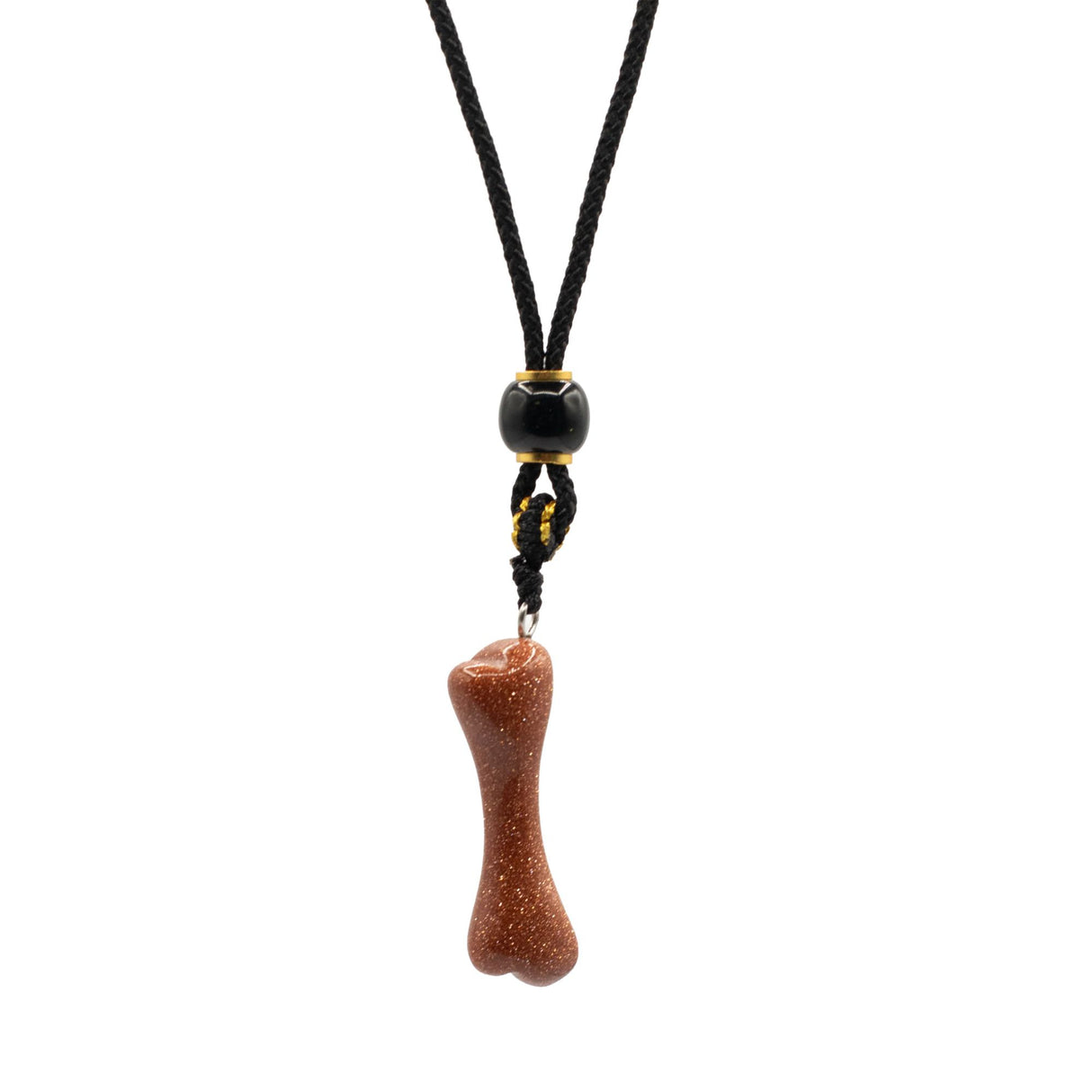 Cord Necklace Gemstone Pendant – Goldstone Bone