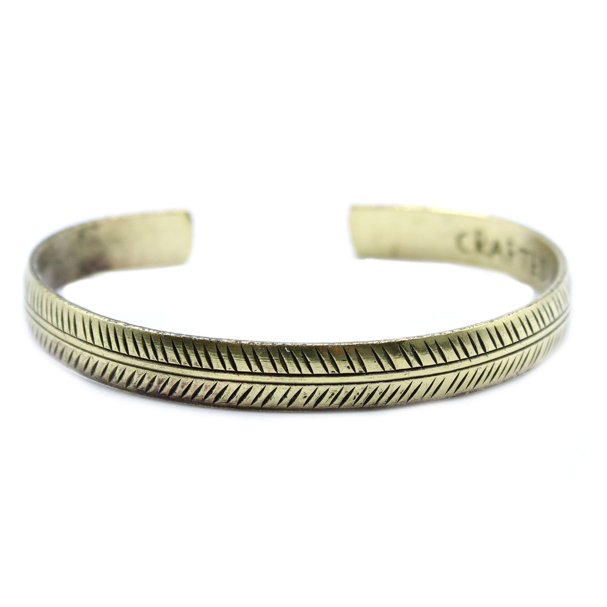 Brass Bracelet, Tibetan Tribal Leaf Slim