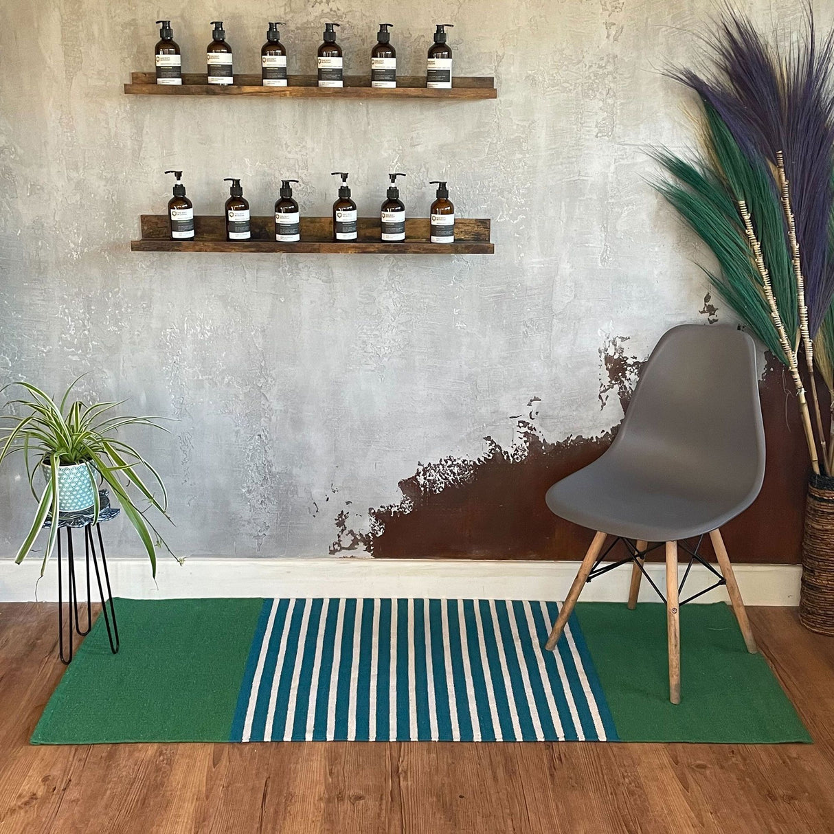 Covor runner, bumbac albastru-verde 70x170 cm
