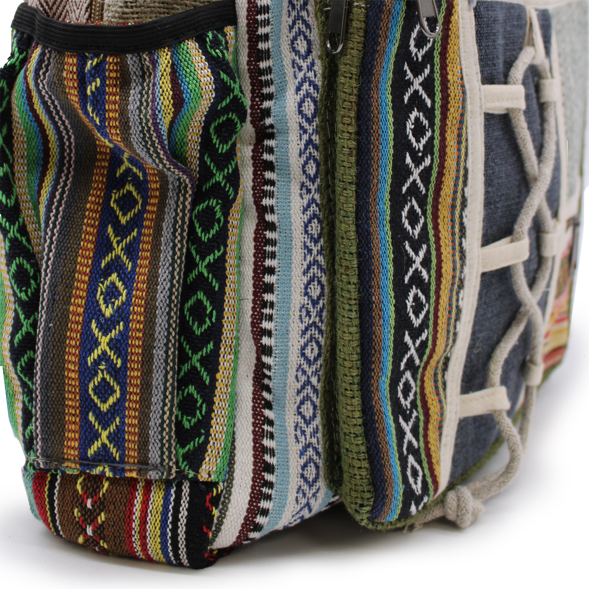 Hemp Cotton Boho Backpack With Pockets