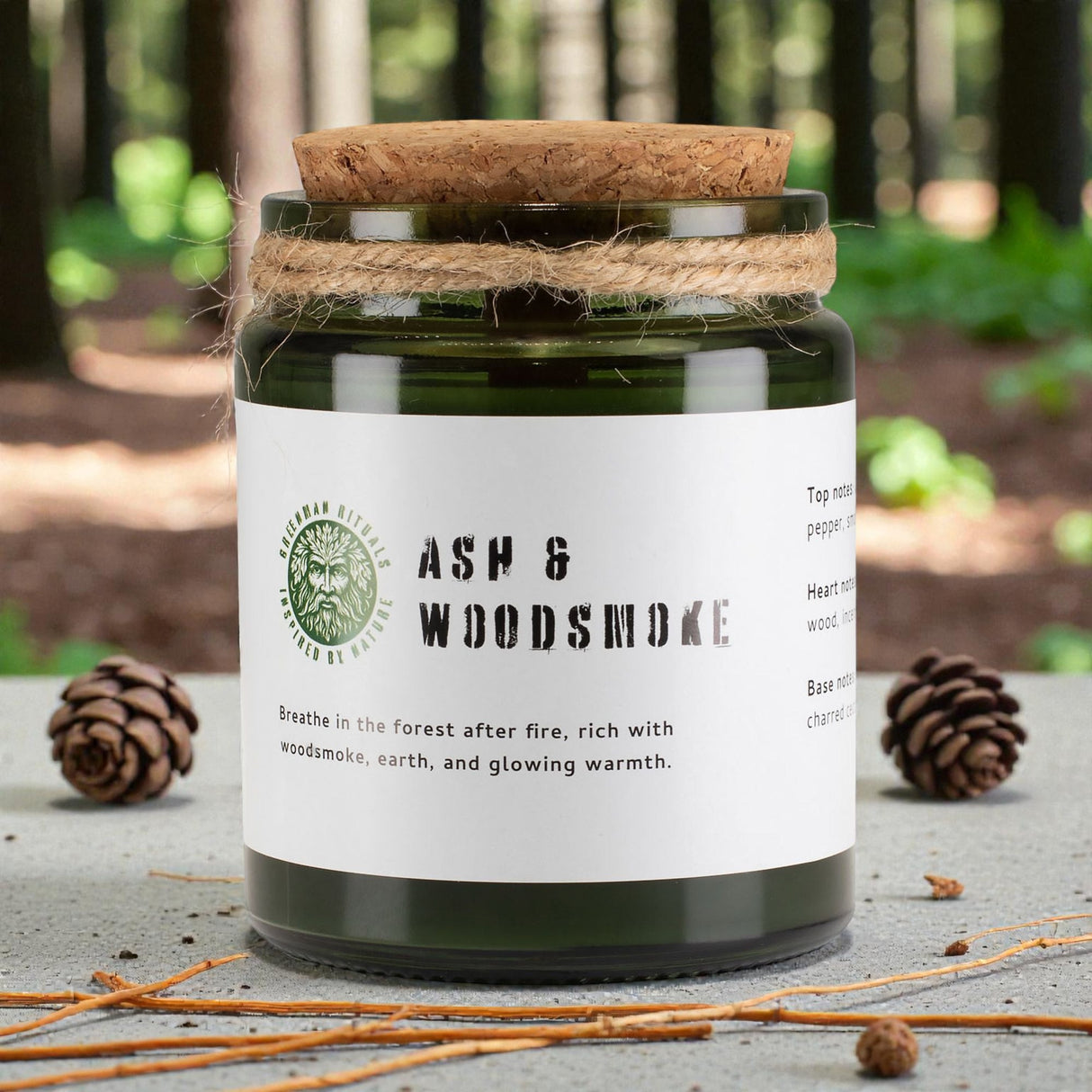 Greenman Woodwick sójová sviečka – Popol a dym z dreva