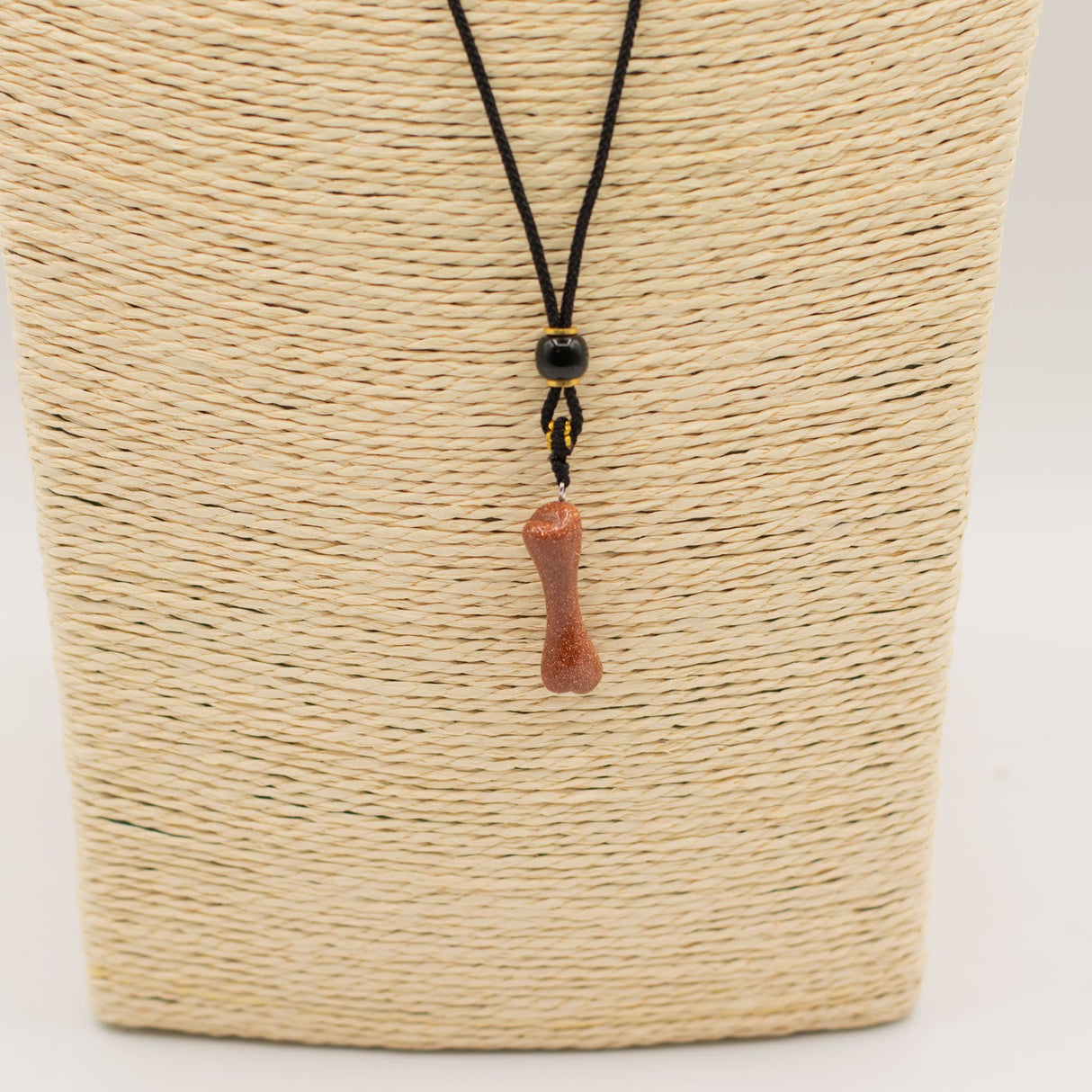 Cord Necklace Gemstone Pendant – Goldstone Bone