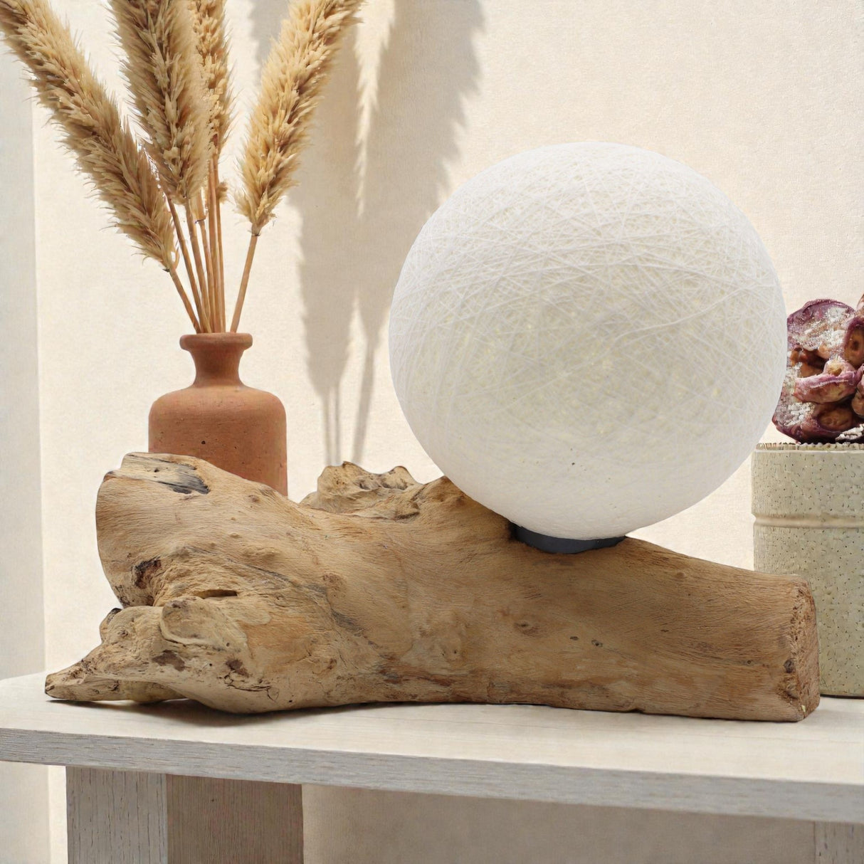 DriftGlow Lamp Cotton Luna Ivory Shade, Table Lamps