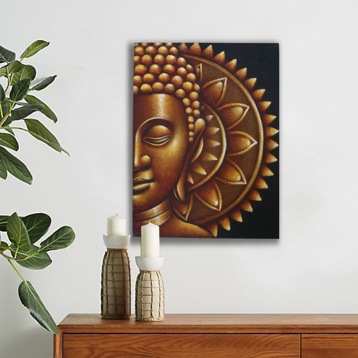 Quadro su Tela Buddha Mandala Dorato 60x80cm
