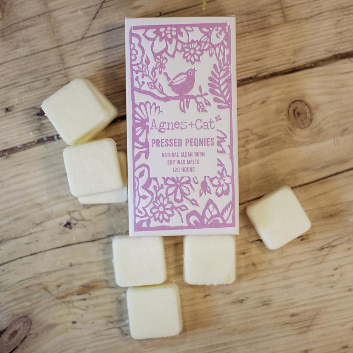Agnes + Cat Box of 8 Wax Melts – Pressed Peonies