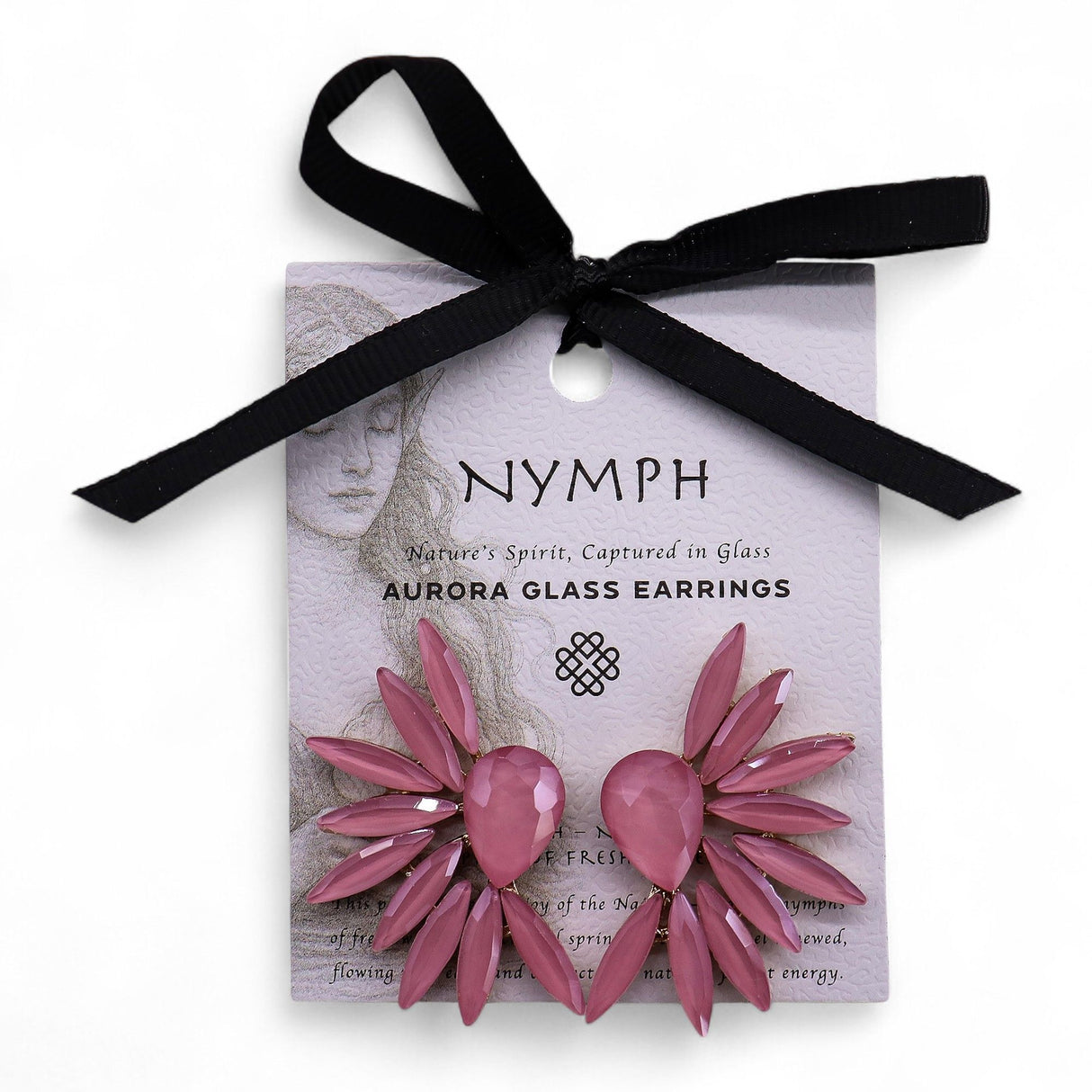 Soft Pink Vintage Glass Angel Wing Stud Earrings