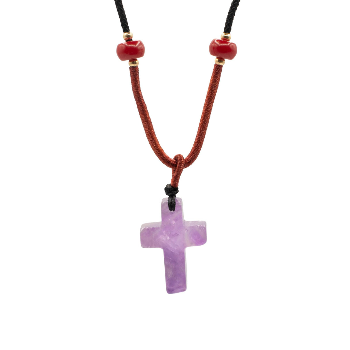 Cord Necklace Gemstone Pendant – Amethyst Cross