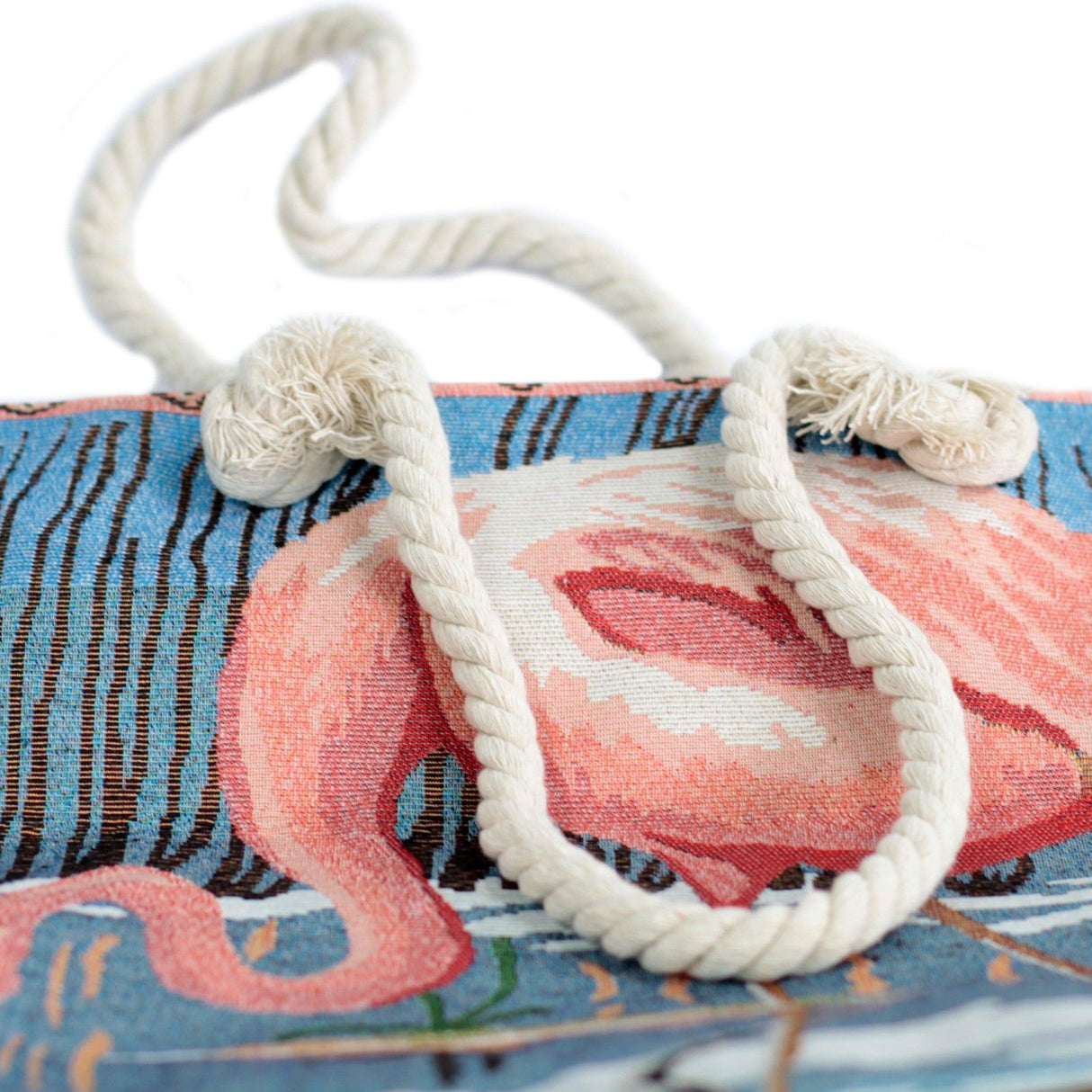 Rope Handle Bag, Pink Flamingo