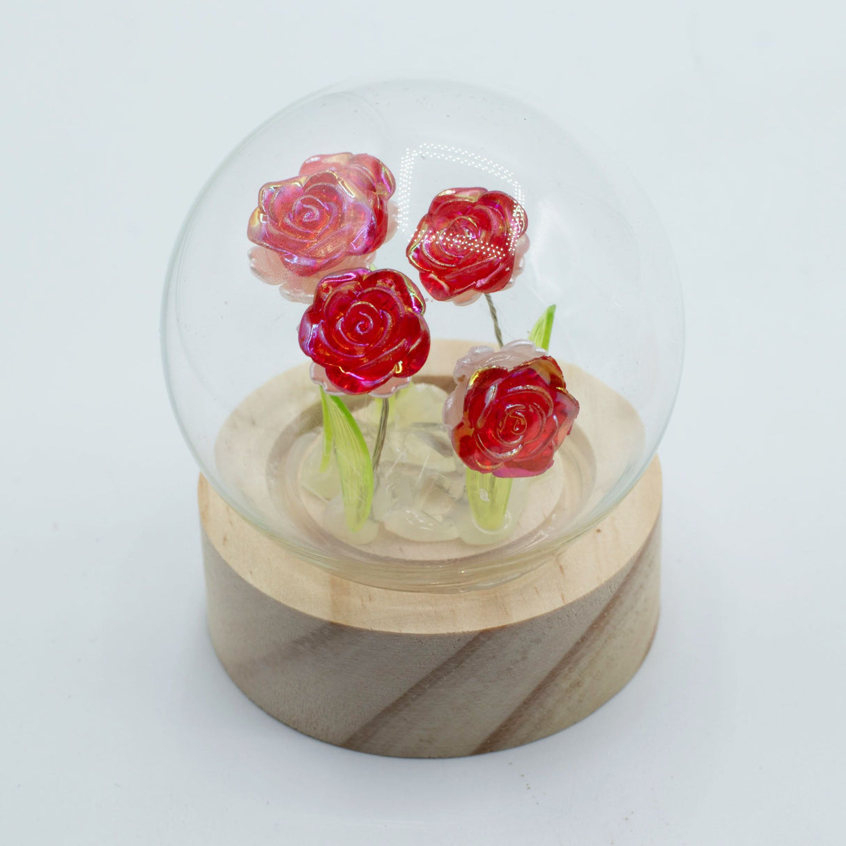 Floral Glow Garden Dome – 5 Red Roses – LED Battery