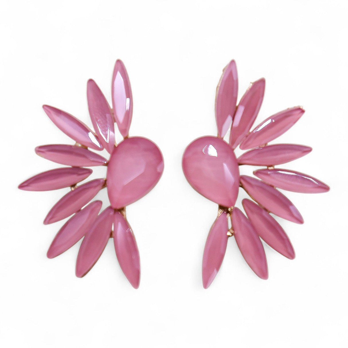 Soft Pink Vintage Glass Angel Wing Stud Earrings