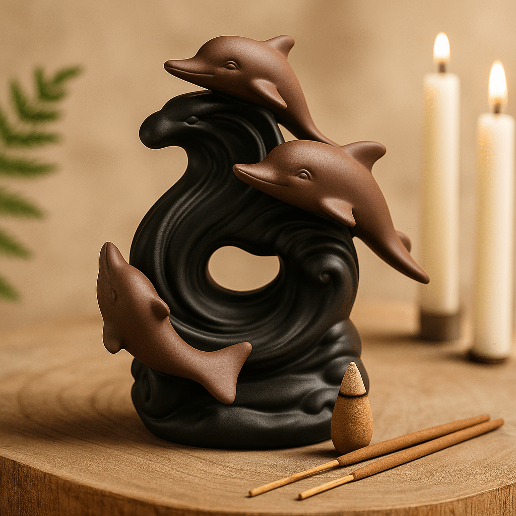Backflow Incense Burner Dolphin Wave - SHAMTAM.COM