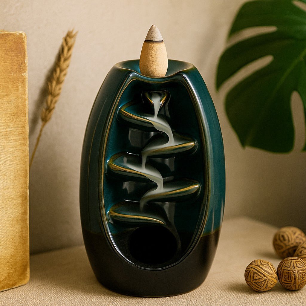 Backflow Incense Burner - Serene Oval Cascade - SHAMTAM.COM