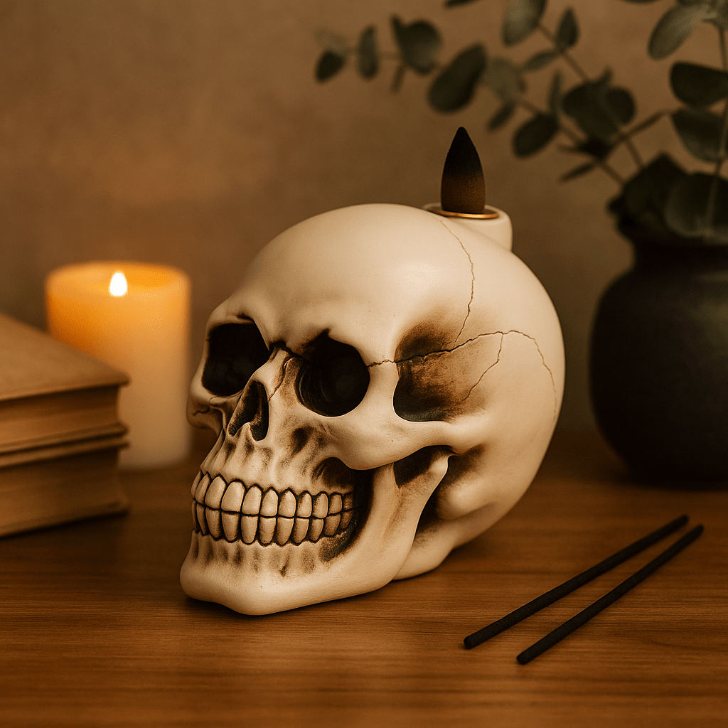 Backflow Incense Burner, Skull - SHAMTAM.COM