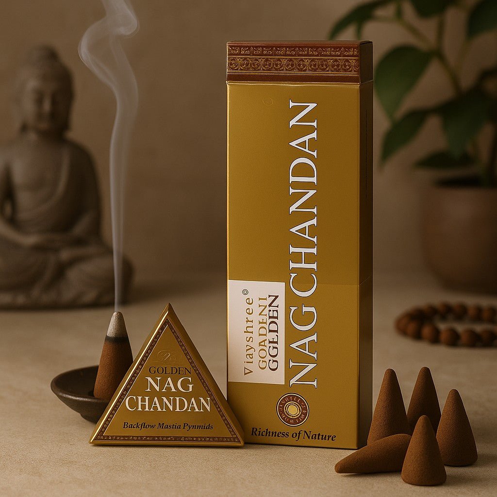 Backflow Incense Cones, Chandan Jumbo 42g Golden Nag - SHAMTAM.COM