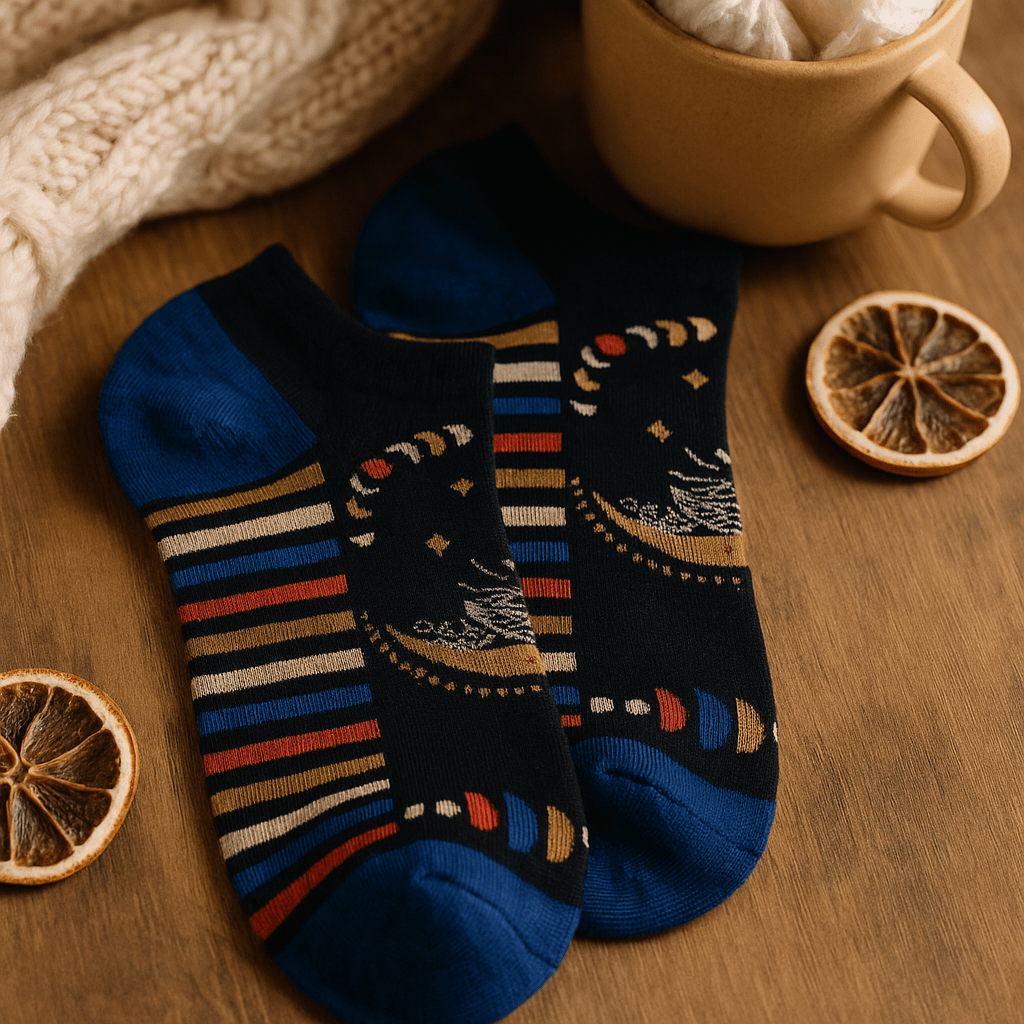 Bamboo Low Cut Socks 7.5 - 11.5 Lunar Phases - SHAMTAM.COM