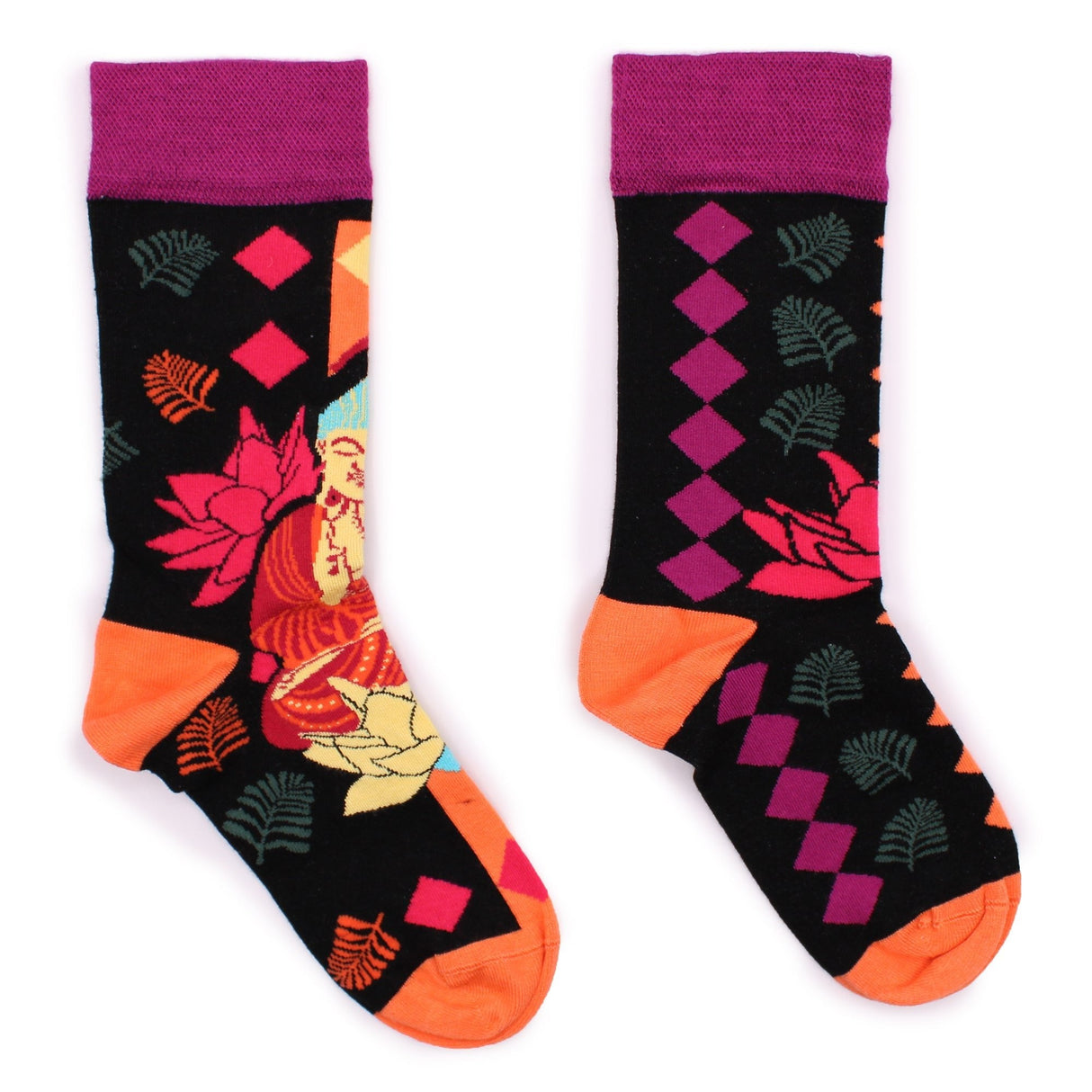 Bamboo Socks S/M - Pink Buddha & Lotus - SHAMTAM.COM