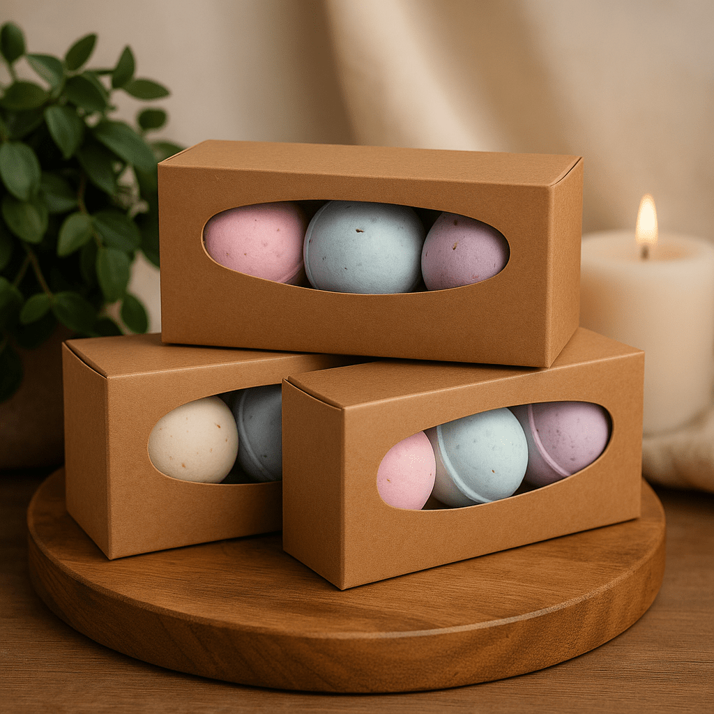 Bath Bomb Gift Boxes For 3 Kraft Window - SHAMTAM.COM