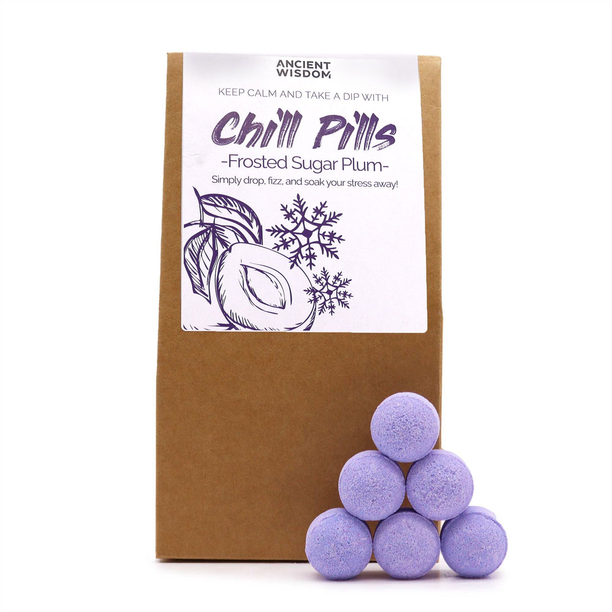 Bath Bombs Chill Pills Gift Pack 350g - Frosted Sugar Plum - SHAMTAM.COM