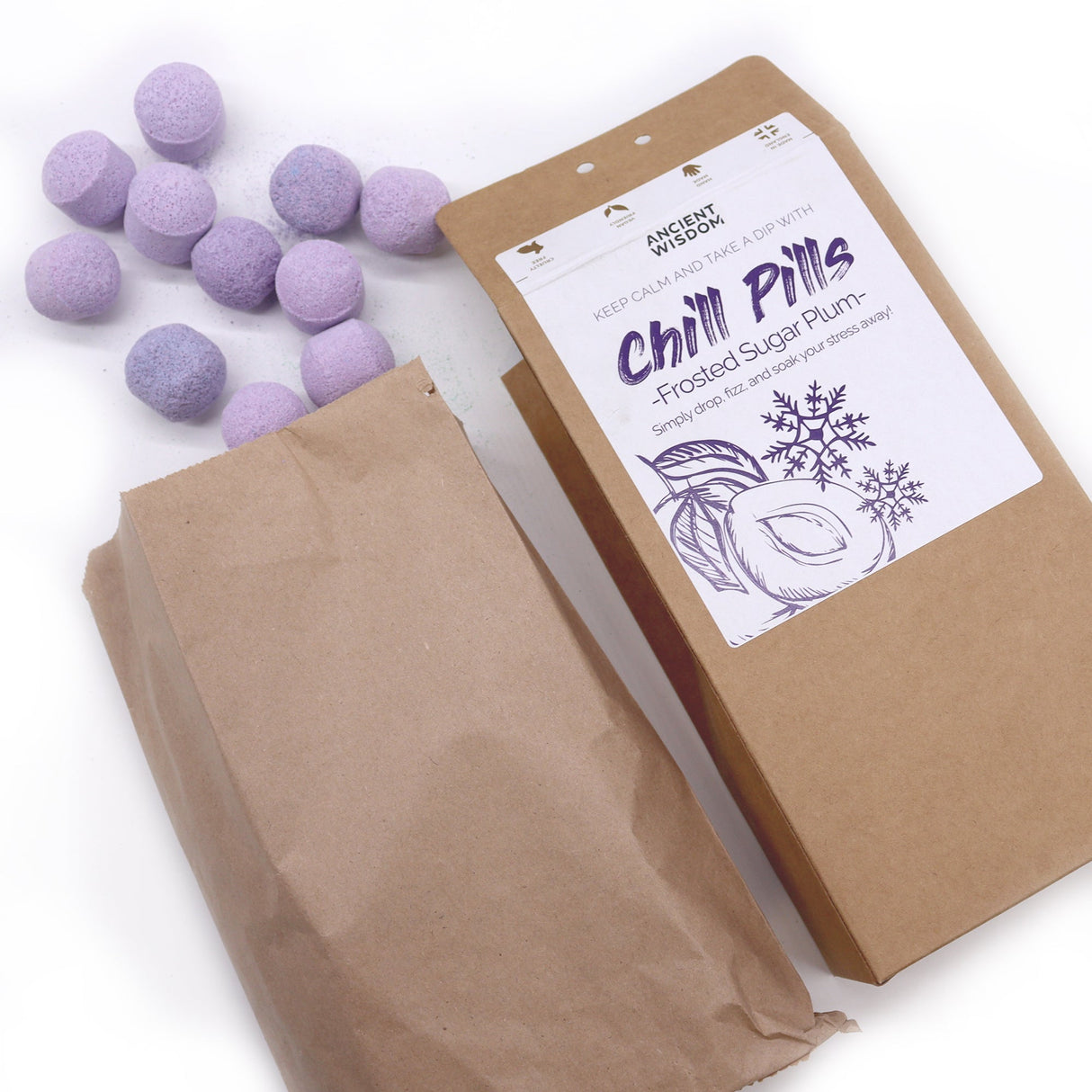 Bath Bombs Chill Pills Gift Pack 350g - Frosted Sugar Plum - SHAMTAM.COM