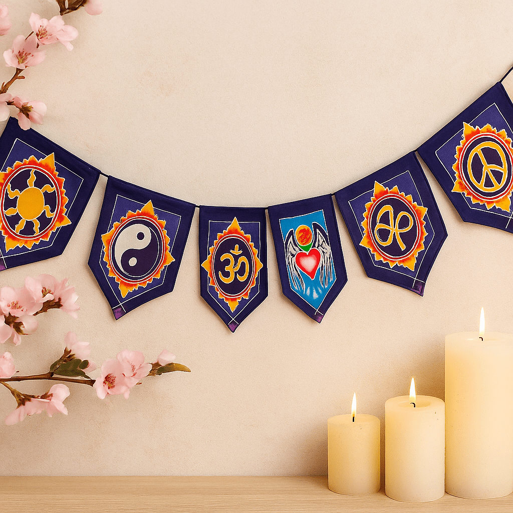 Batik Banner, 7 Flags Love In Center - SHAMTAM.COM