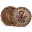 Big Round Box 17.5x7.5cm - Hamsa Black Engraved - SHAMTAM.COM