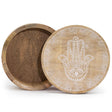 Big Round Box 17.5x7.5cm - Hamsa Whitewash - SHAMTAM.COM